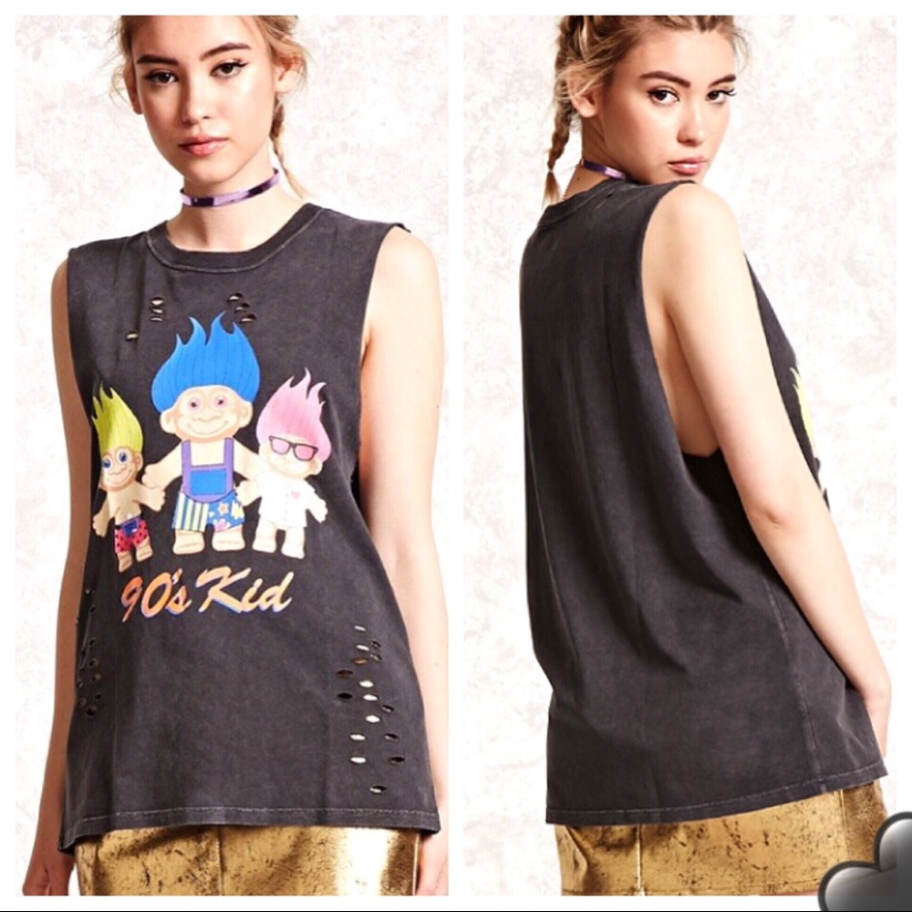 GOOD LUCK TROLLS 90's kid muscle tee